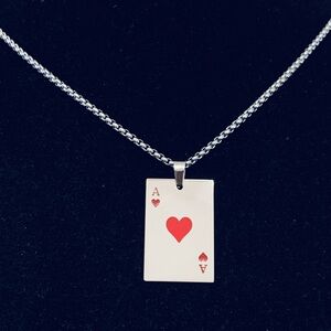 Ace of Hearts Poker Card Pendant Necklace
